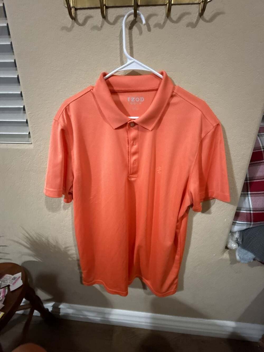 IZOD Golf Polo Shirt Size L Orange Performance Short Sleeve
